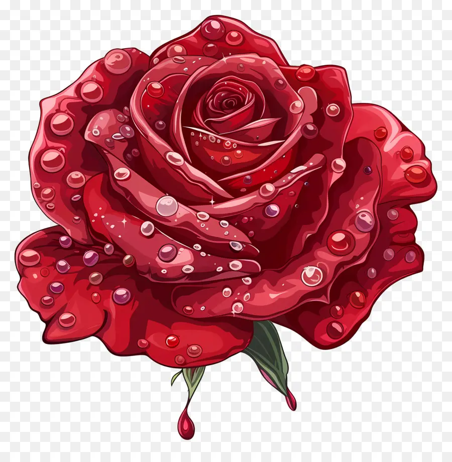 Rosa Roja，Las Gotas De Agua PNG