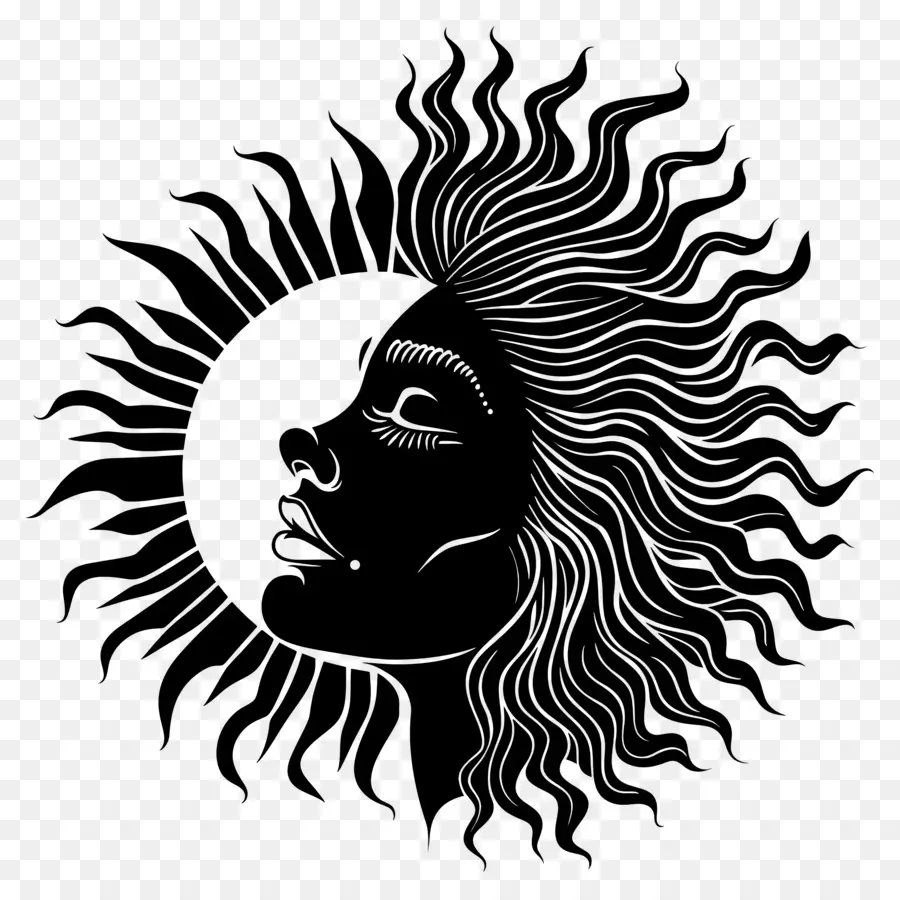 Silueta Del Sol，Silueta De Sol Y Mujer PNG