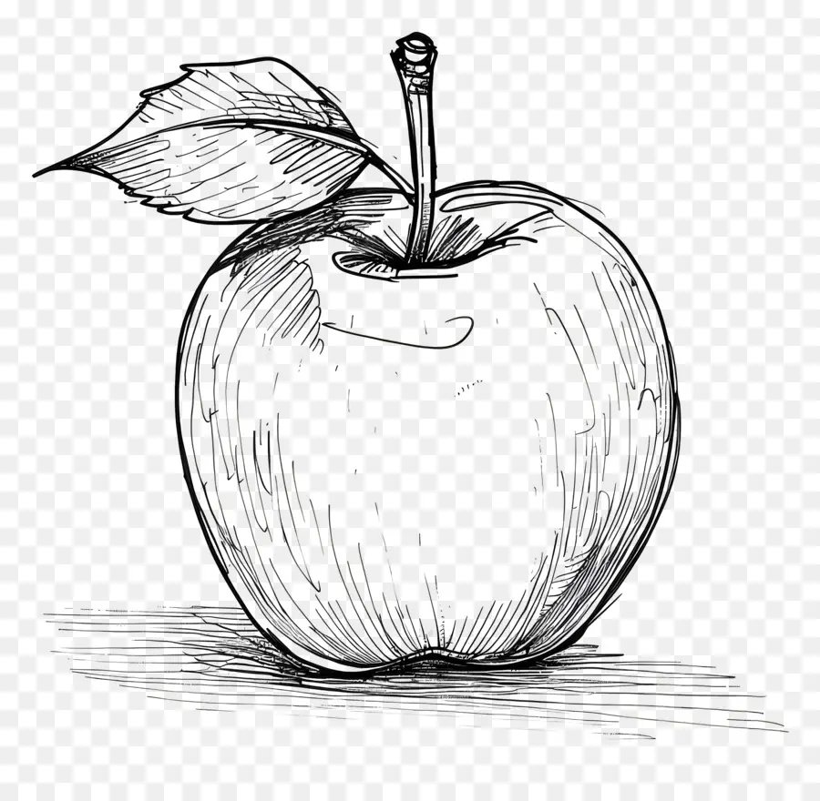 Apple，Dibujo En Blanco Y Negro PNG