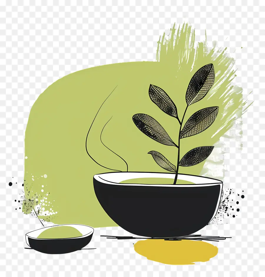 Té Matcha，Planta En Tazón PNG