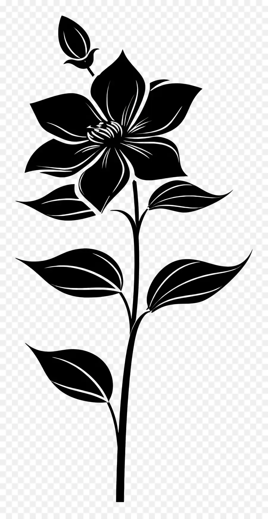 Silueta De Flor，Flor Negra PNG