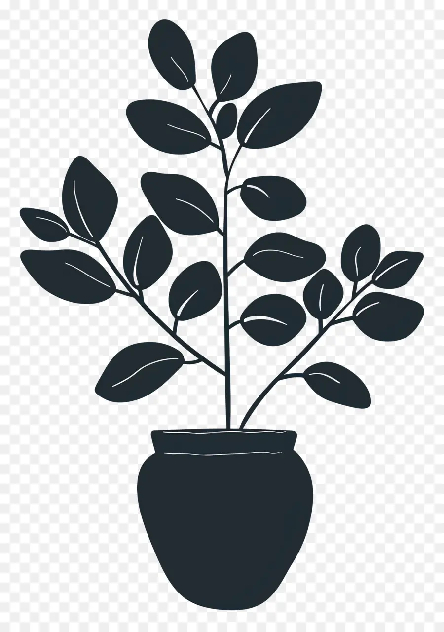 Silueta De Planta，Planta En Maceta PNG