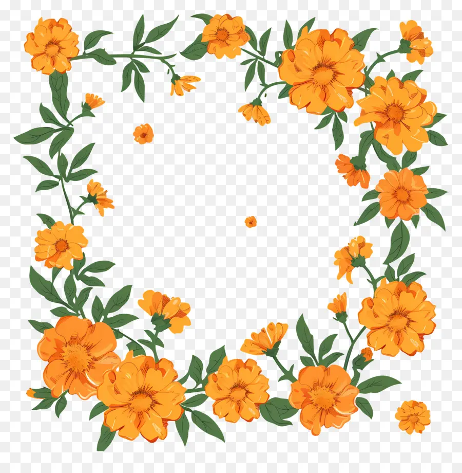 Caléndula Garland，Flores De Color Naranja PNG