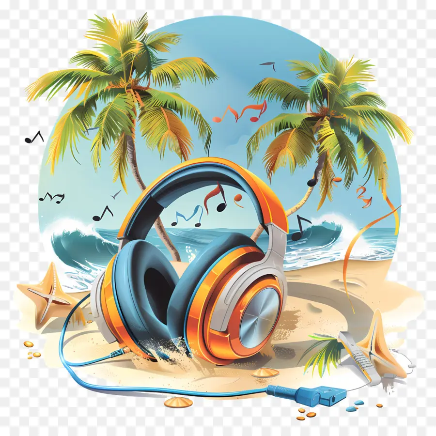 Melodías De Playa，Auriculares Estéreo PNG