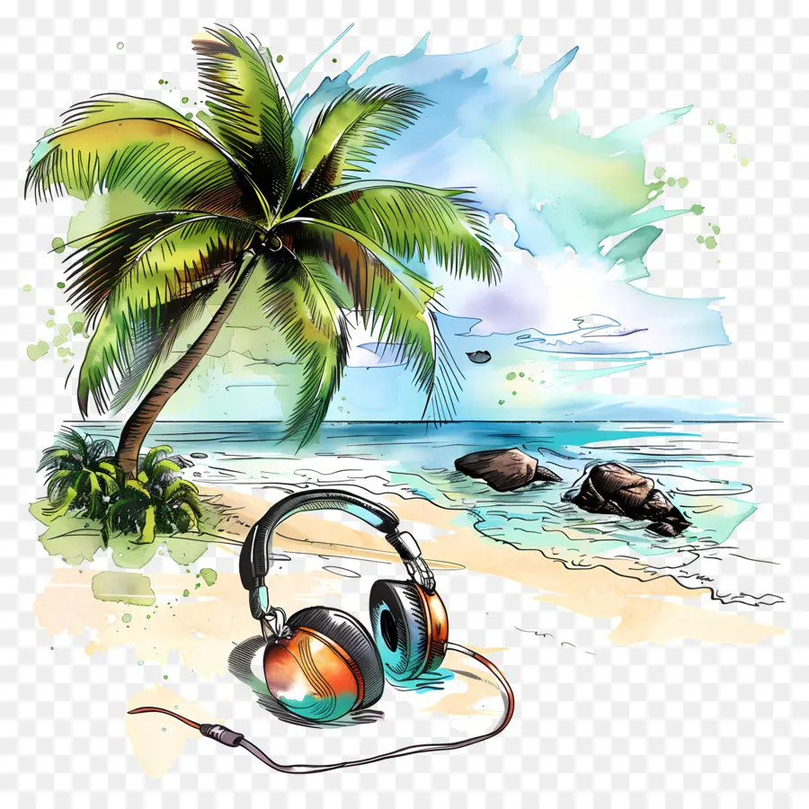 Melodías De Playa，Auriculares PNG