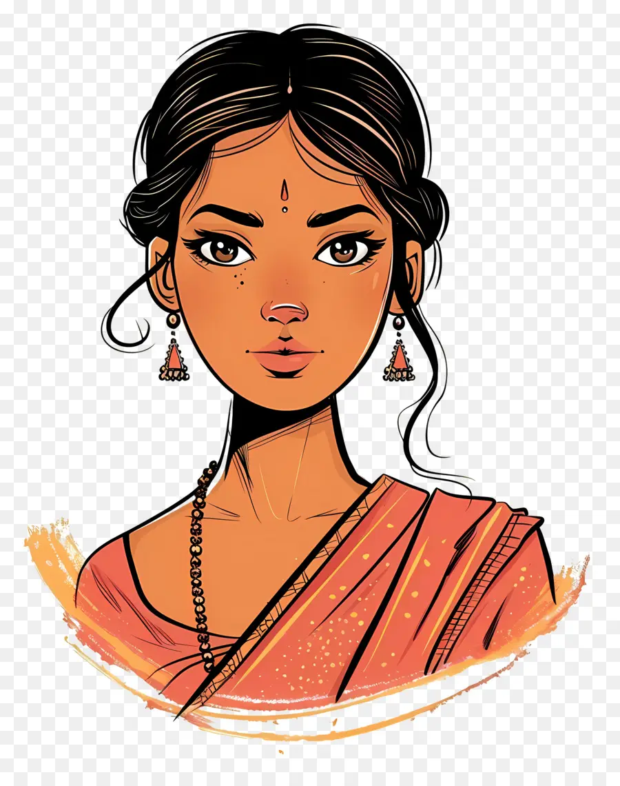 Mujer India，Sari Tradicional PNG