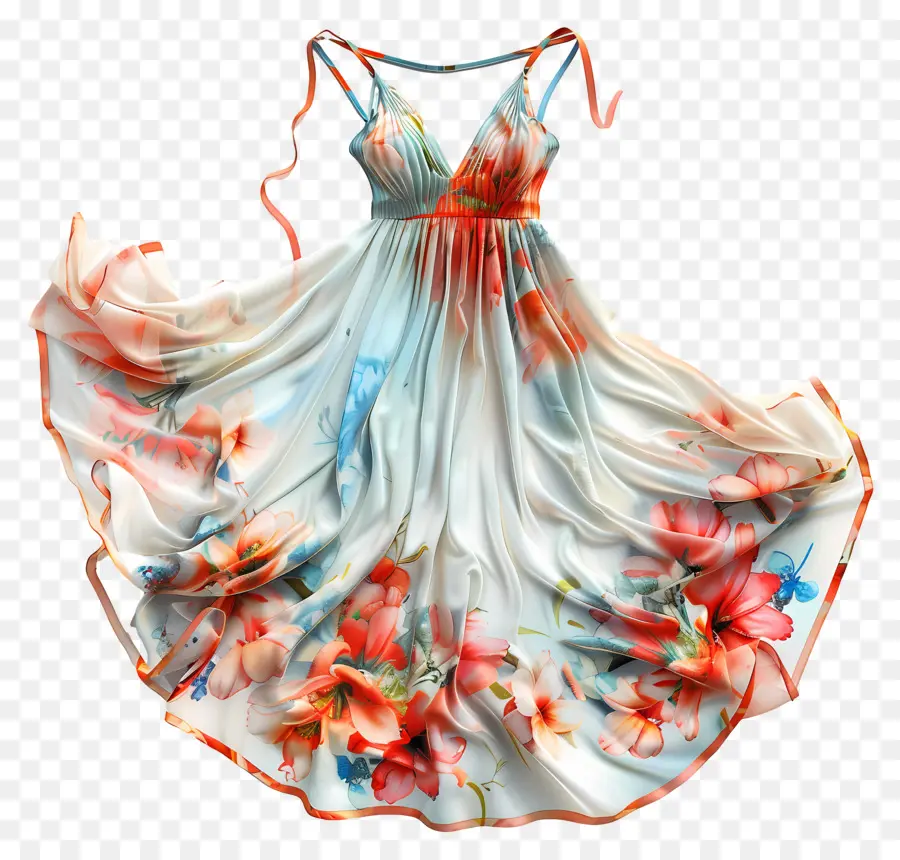 Vestido De Verano，Vestido De Flores PNG