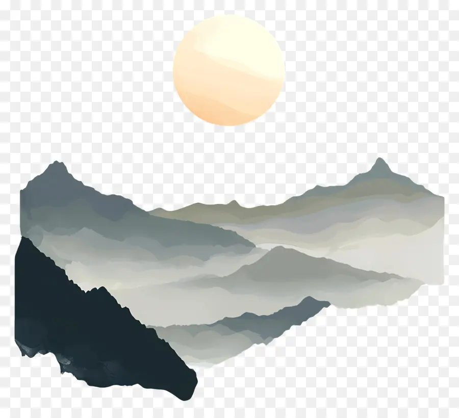 Silueta De Montañas，Atardecer PNG