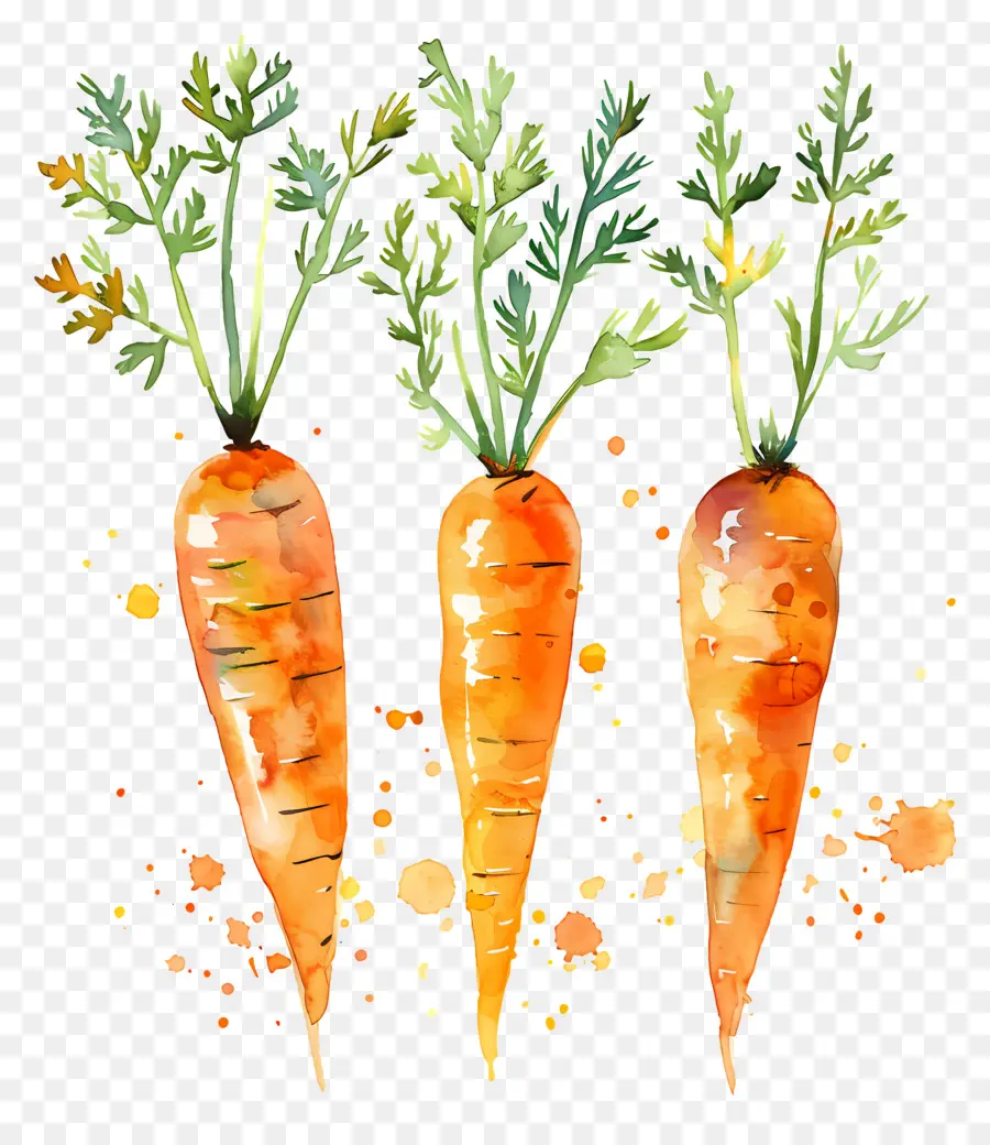 Las Zanahorias，Pintura A La Acuarela PNG