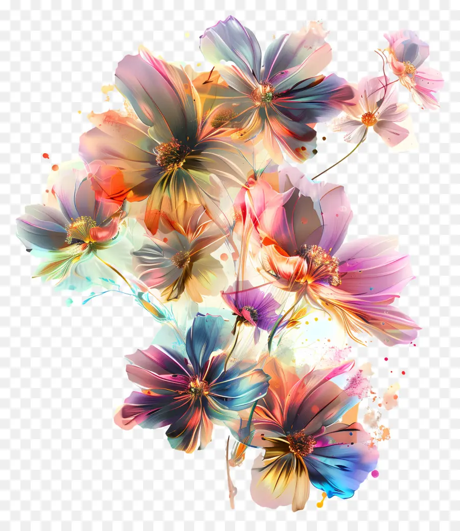 Cadenas De Flores，Flores De Colores PNG