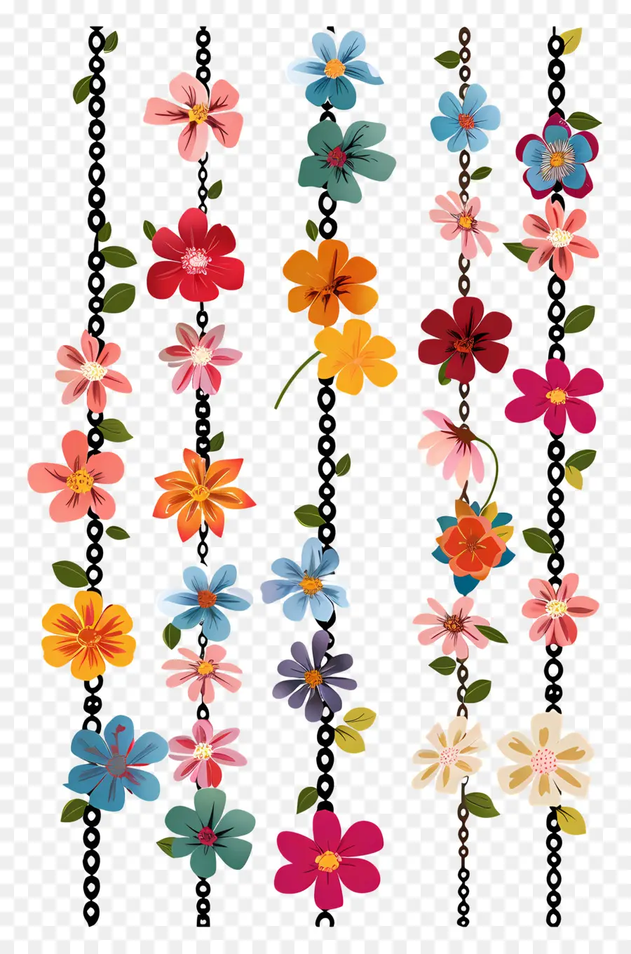 Cadenas De Flores，Flores Coloridas PNG