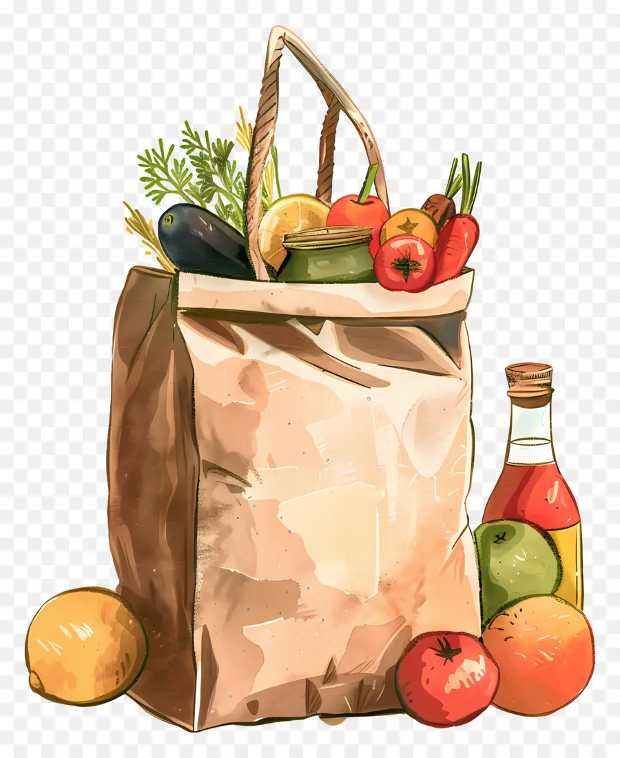 Bolsa De Comestibles，Frutas Y Verduras PNG
