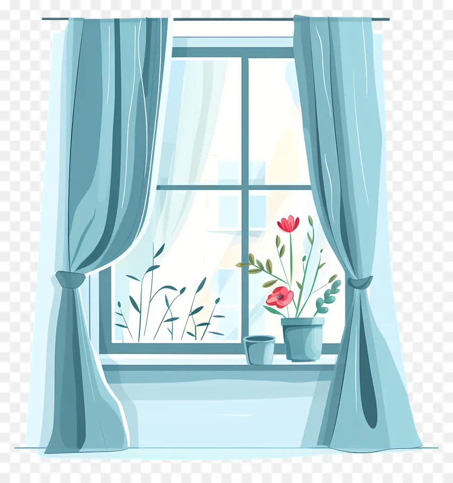 Ventana Con Cortinas，Ventana PNG