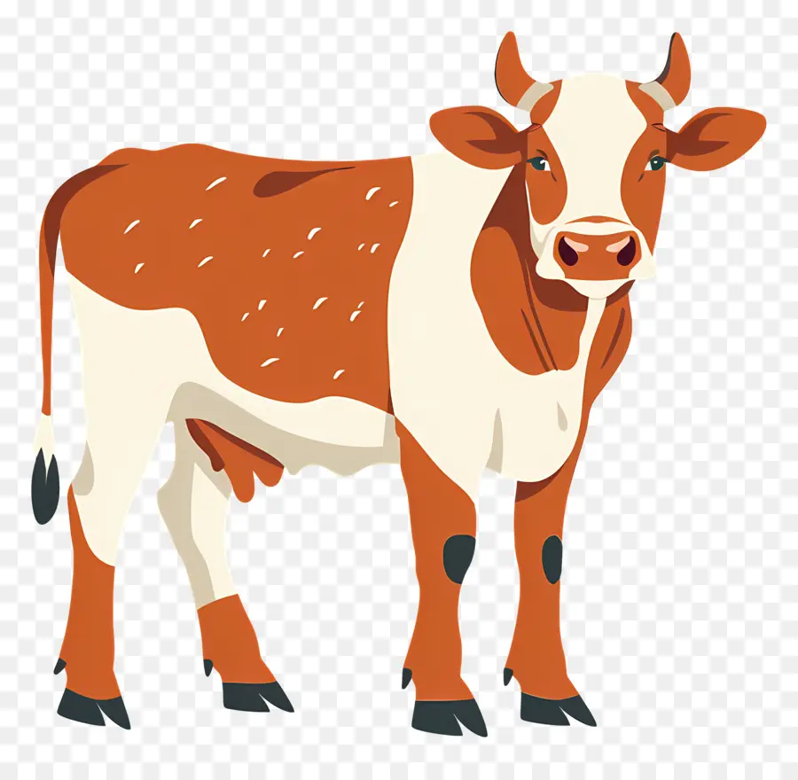 Vaca，Vaca Marrón Y Blanca PNG