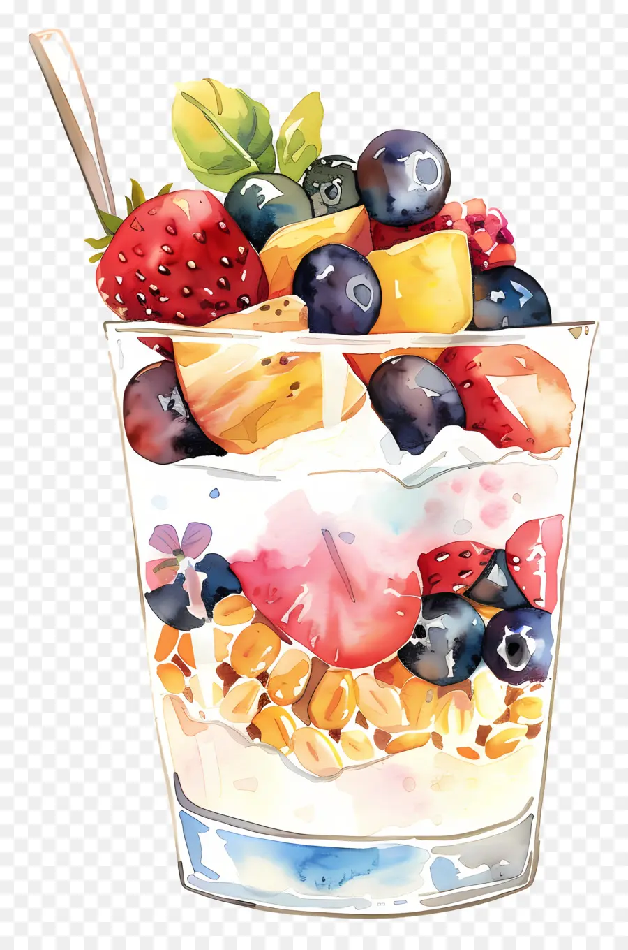 Yogurt Parfait，Tazón De Fruta PNG