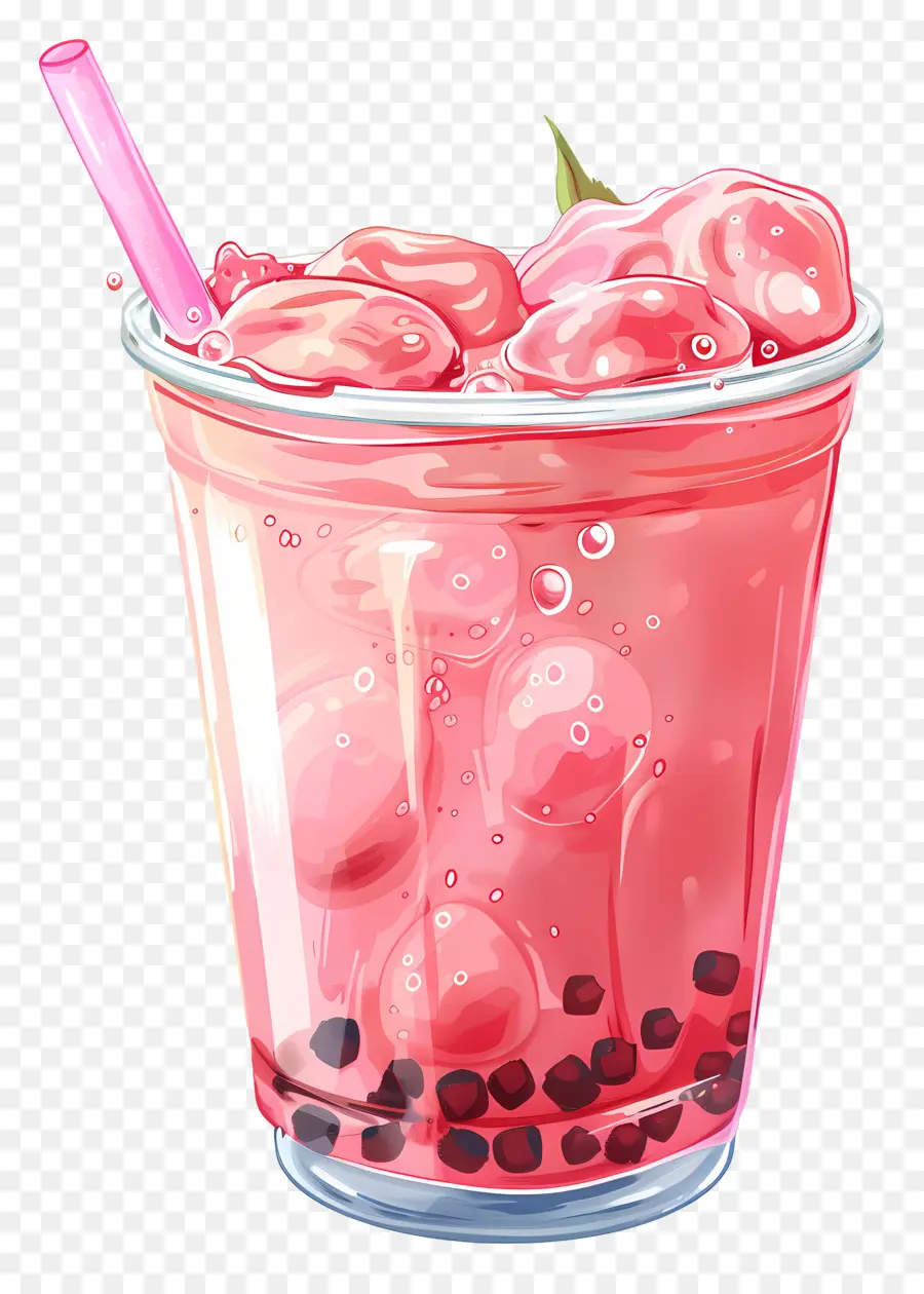 Té De Boba Rosa，Bebida Rosa PNG