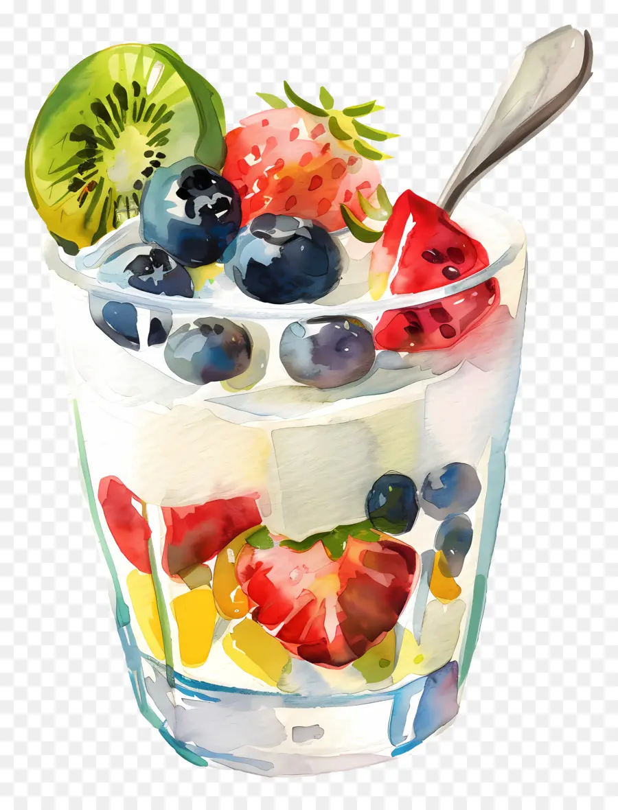 Yogurt Parfait，Tazón De Frutas Y Yogurt PNG