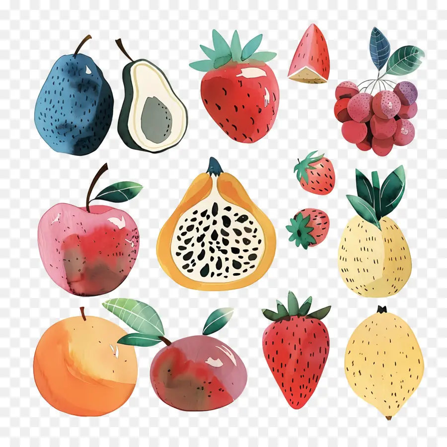 Frutas，Acuarela De Frutas PNG