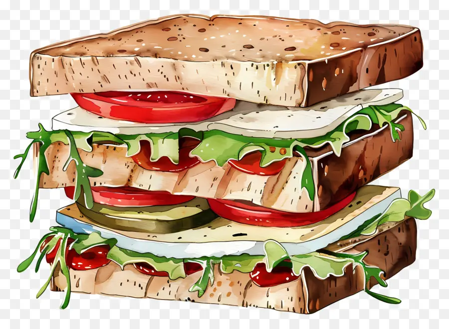 Sandwich，Arte De Sándwich De Acuarela PNG