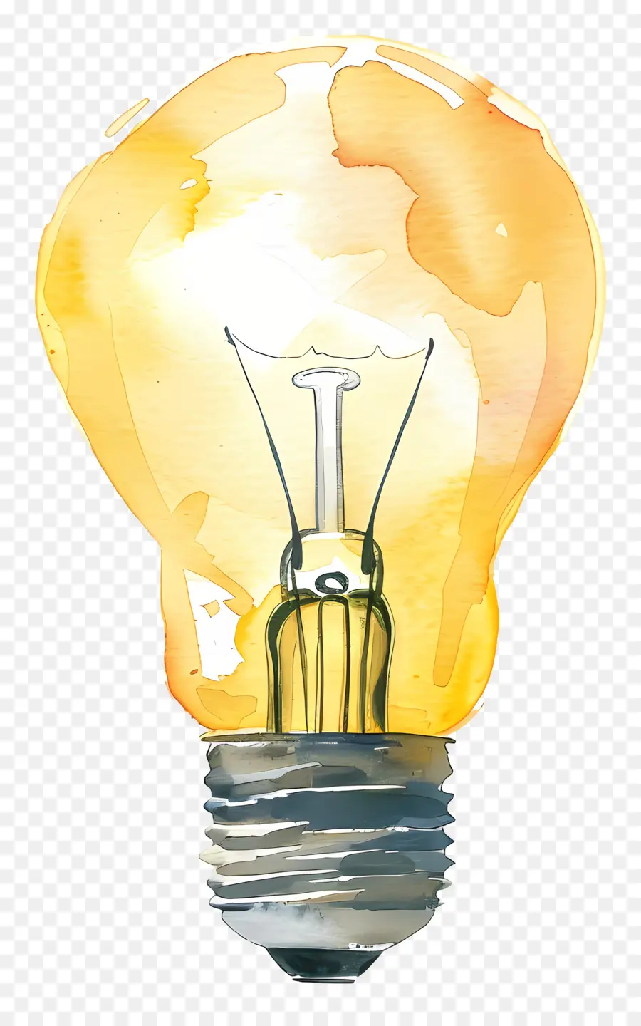 Bombilla De Luz，Pintura A La Acuarela PNG