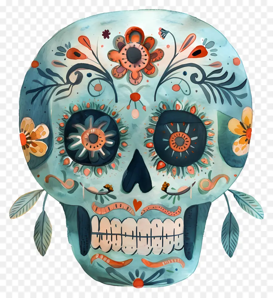 Calavera De Azúcar，Calavera Decorativa PNG