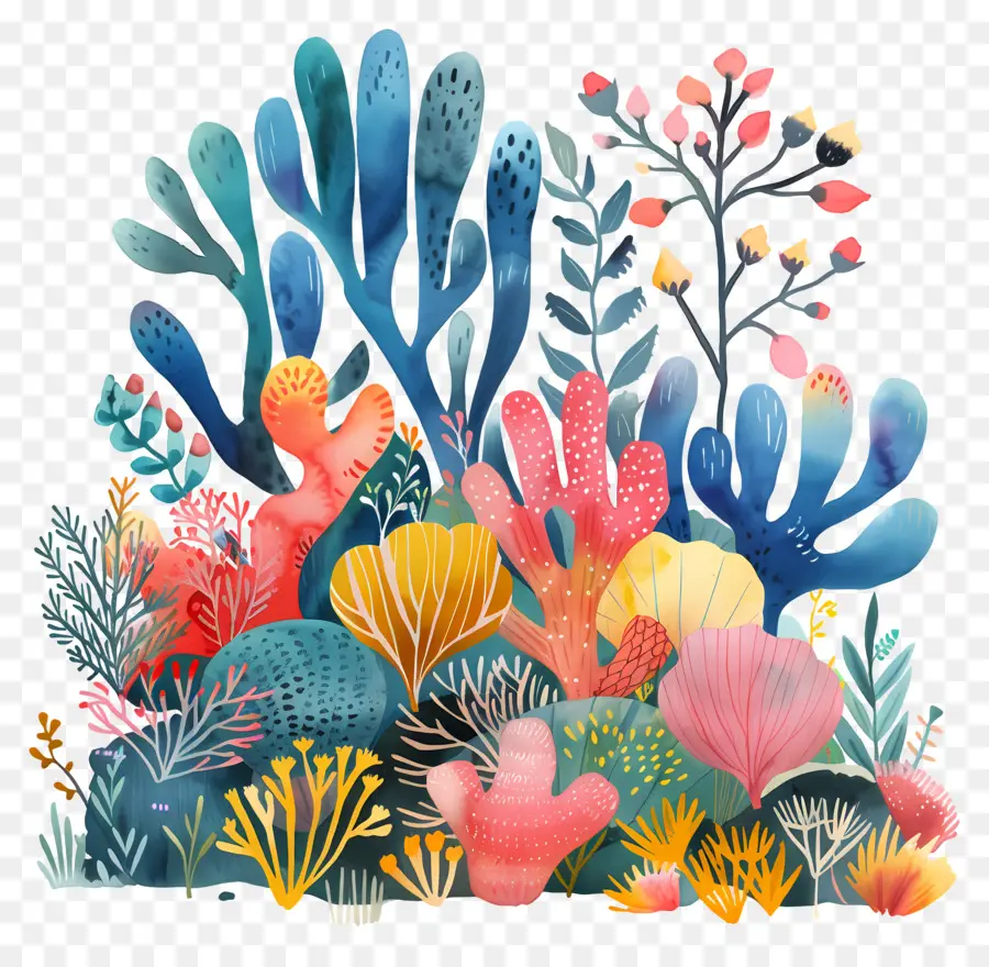 Arrecife De Coral，Plantas Coloridas PNG