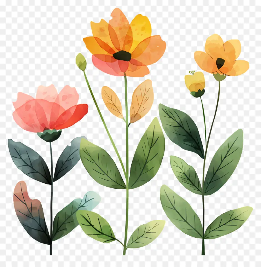 Flores，Pétalos De Color Rosa Y Naranja PNG
