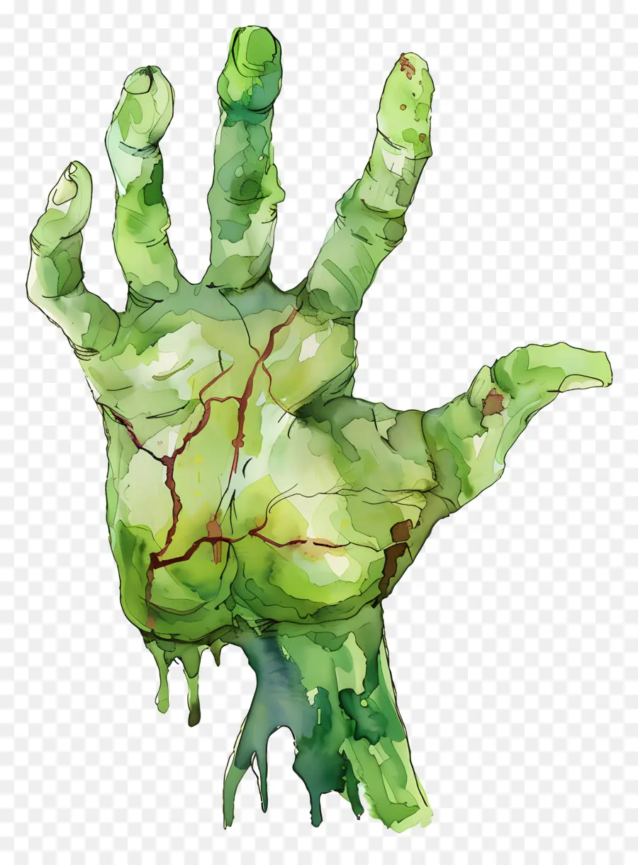 Mano Zombi，Verde PNG