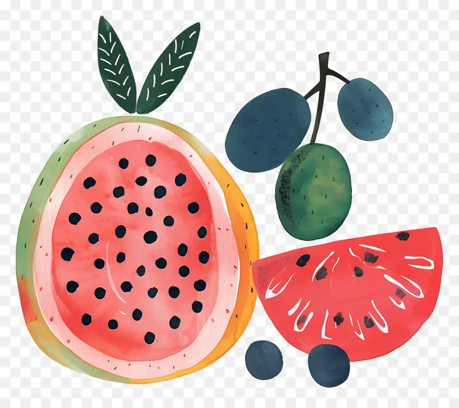 Frutas，Ilustración Acuarela PNG