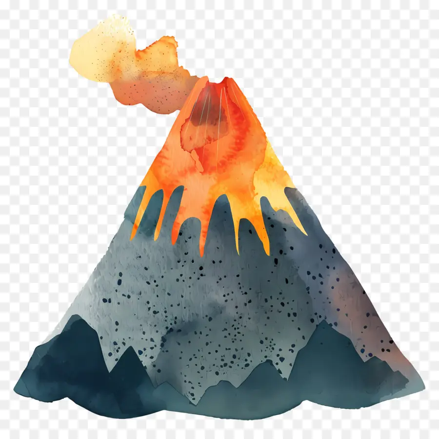 Volcán，Pintura A La Acuarela PNG