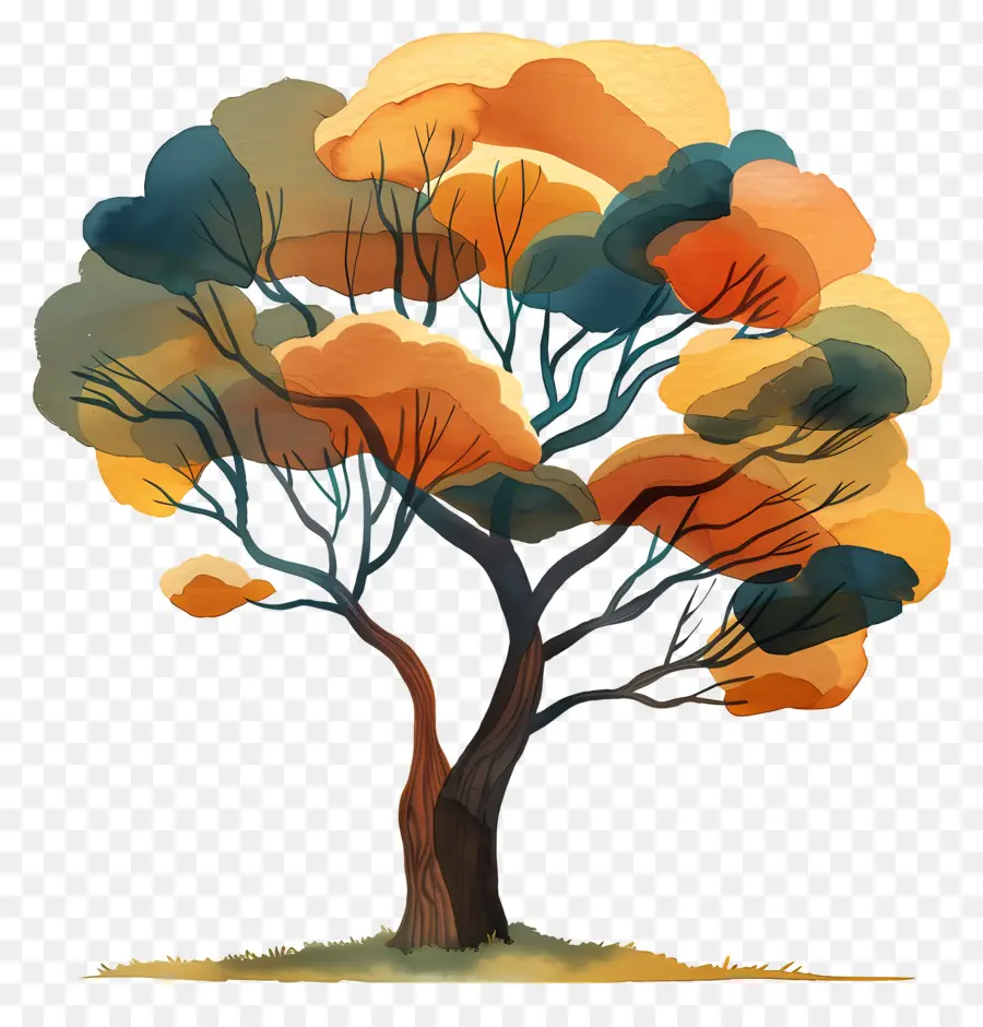 Dibujos Animados De árbol，Pintura A La Acuarela PNG