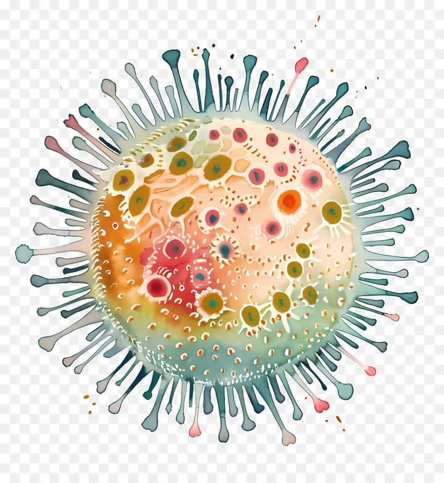 Virus，Ilustración Acuarela PNG