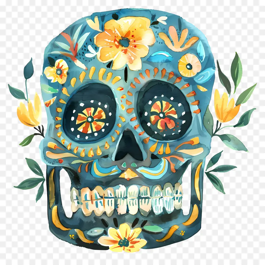 Calavera De Azúcar，Calavera Decorada PNG