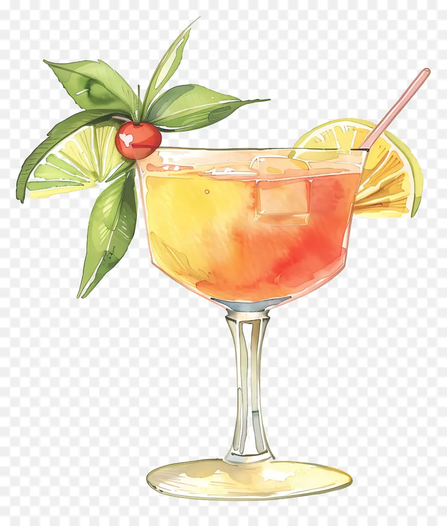 Coctel，Pintura A La Acuarela PNG