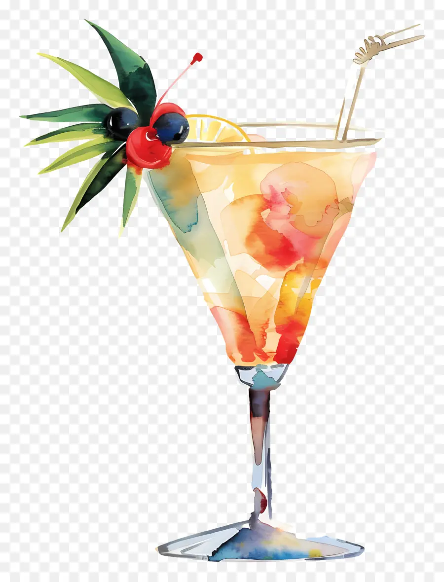 Coctel，Pintura A La Acuarela PNG