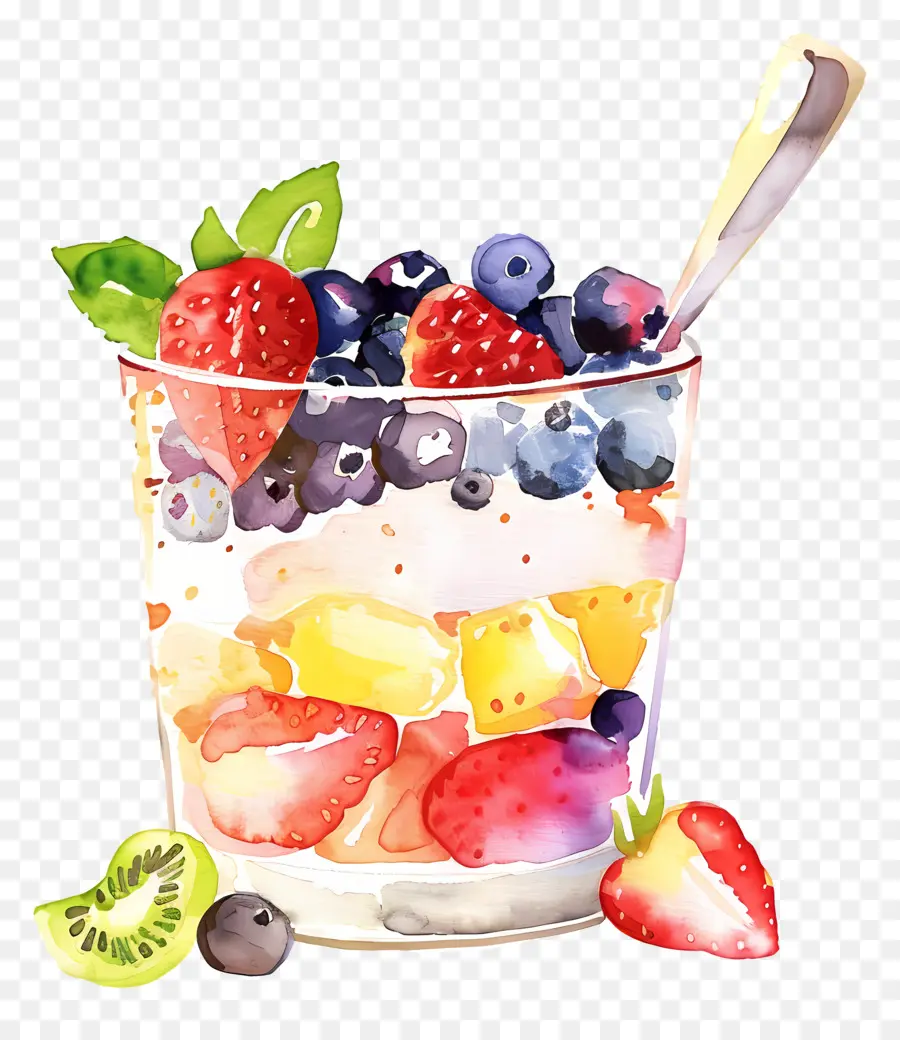 Yogurt Parfait，Tazón De Fruta PNG
