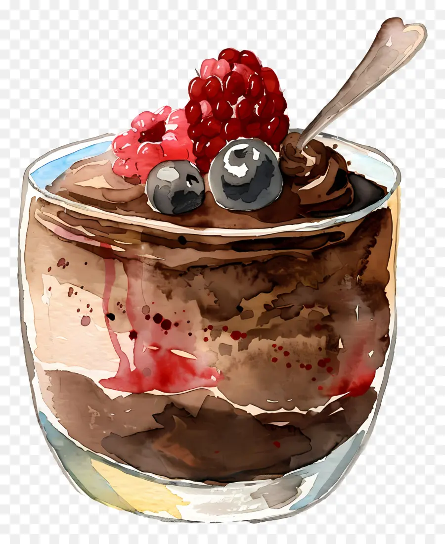 Mousse De Chocolate，Pintura A La Acuarela PNG