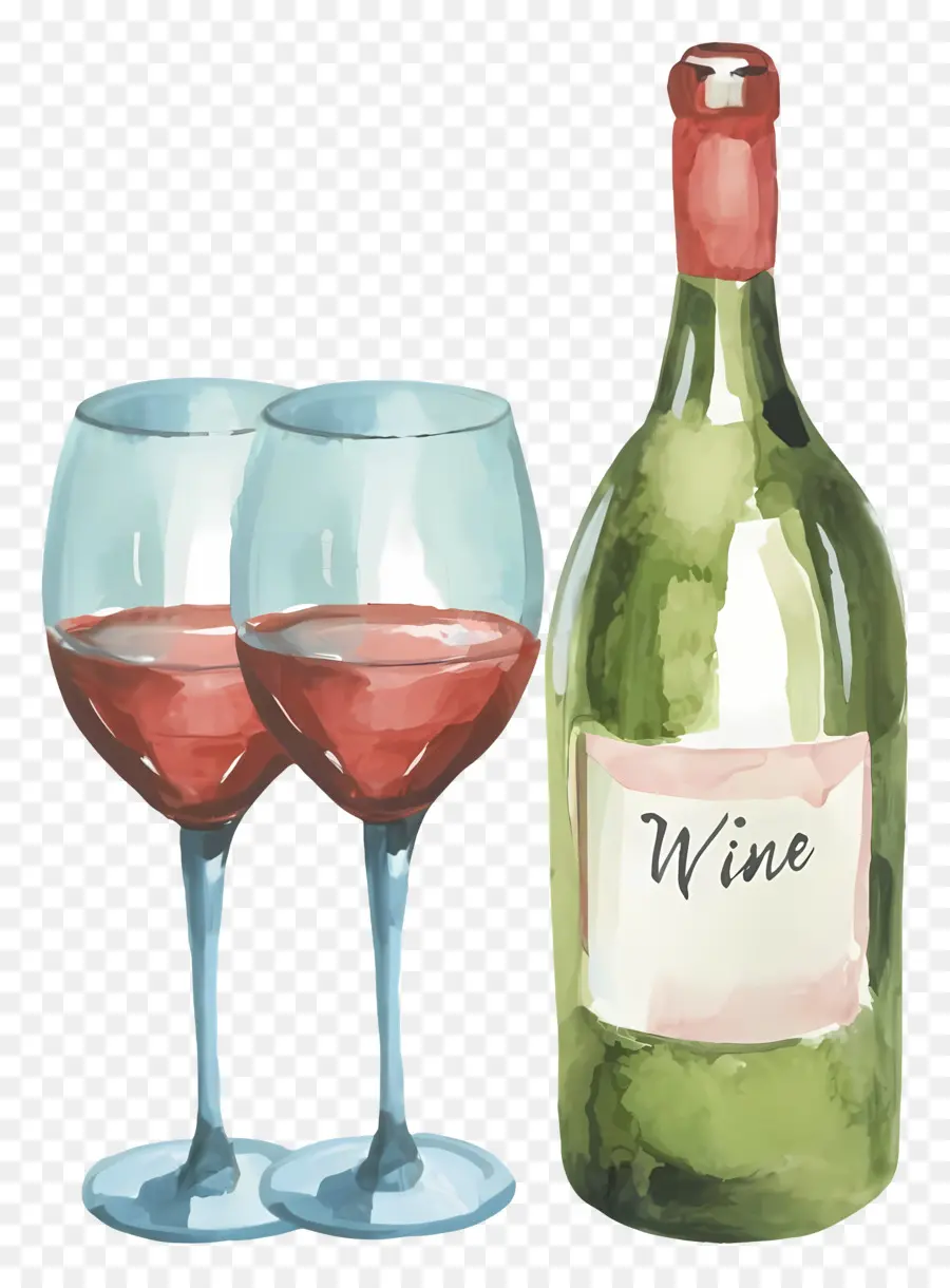 Botella De Vino，Pintura A La Acuarela PNG