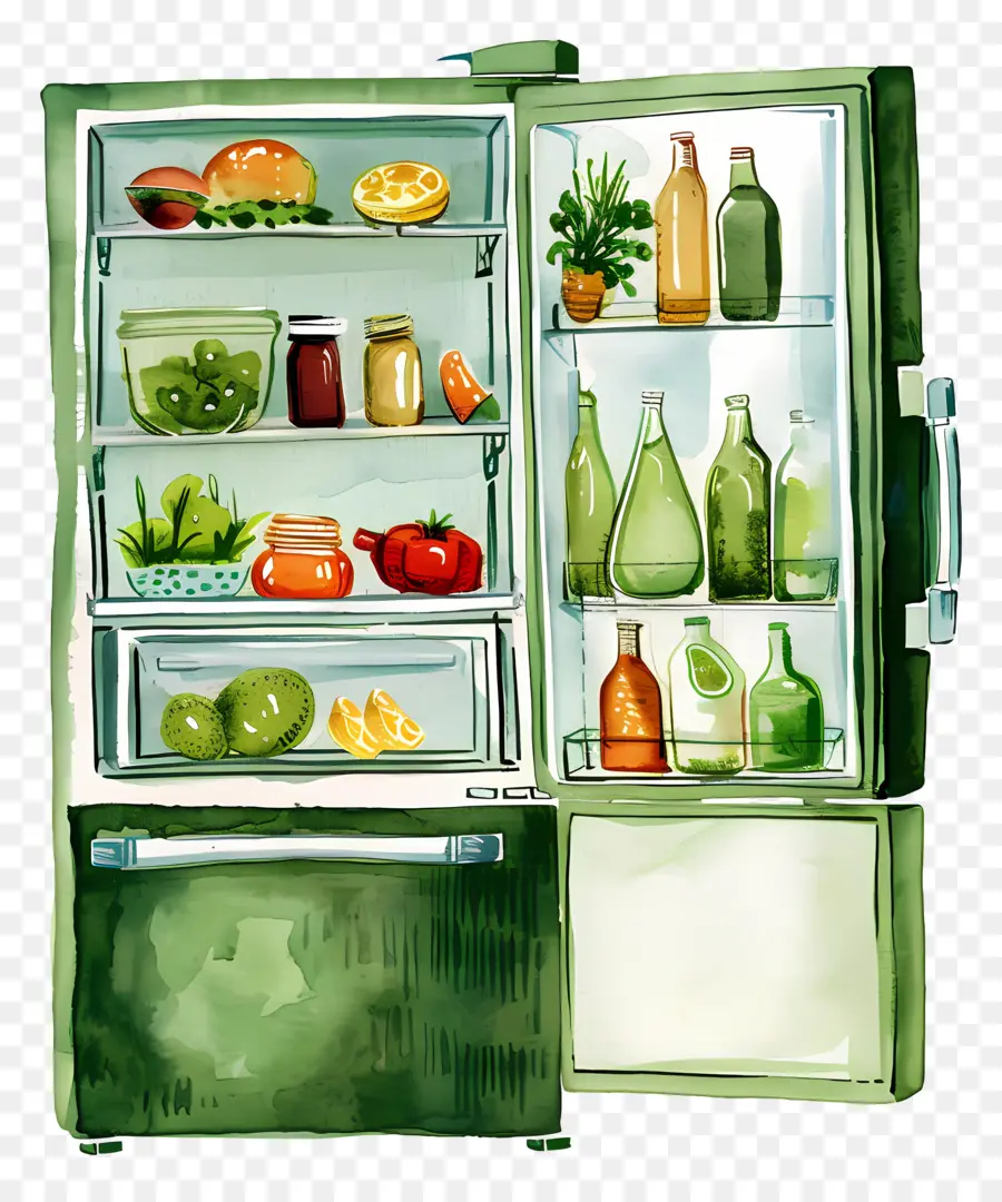 Refrigerador，Pintura A La Acuarela PNG