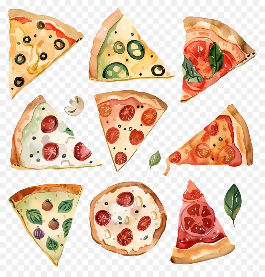 Pizza，Pinturas Acuarela PNG