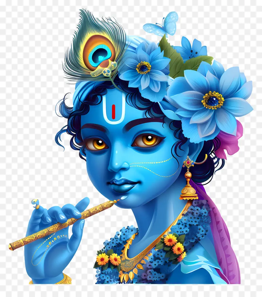 Krishna Janmashtami，Carácter Azul PNG