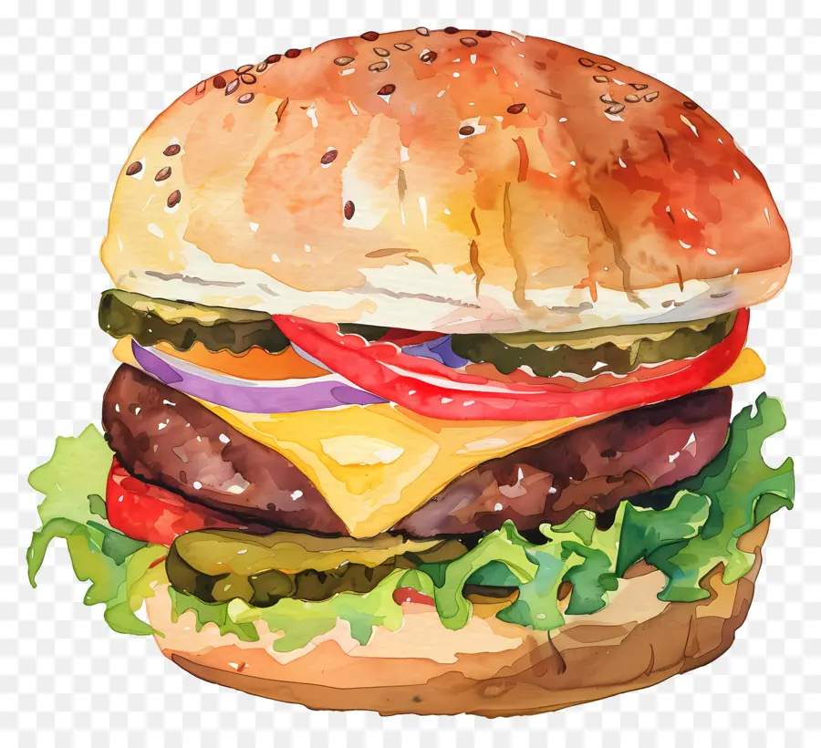 Burger，Acuarela PNG