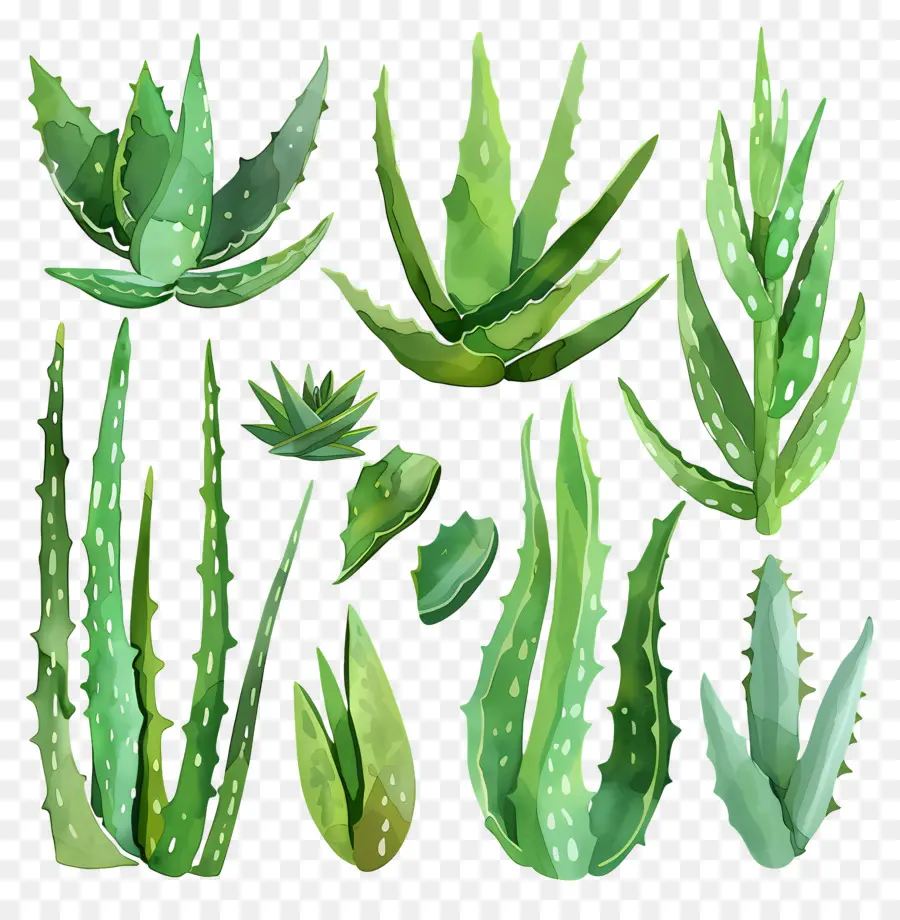 Aloe Vera，Hojas Verdes PNG