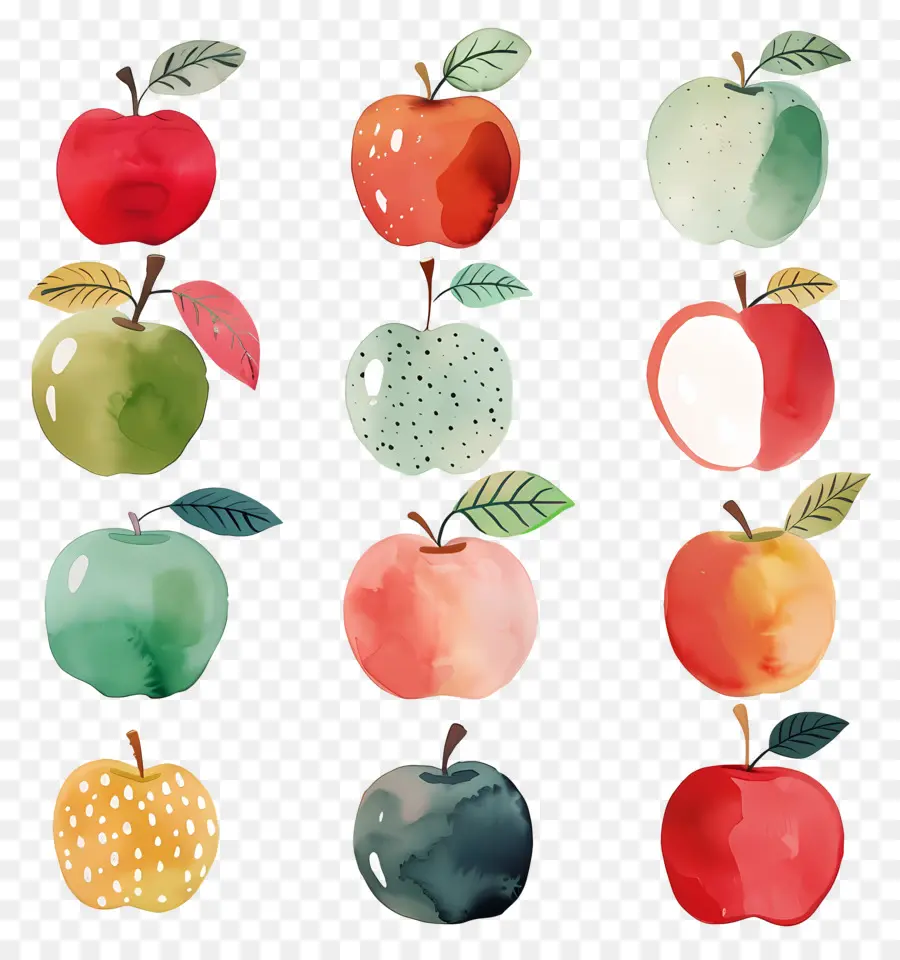 Apple，Manzanas De Acuarela PNG