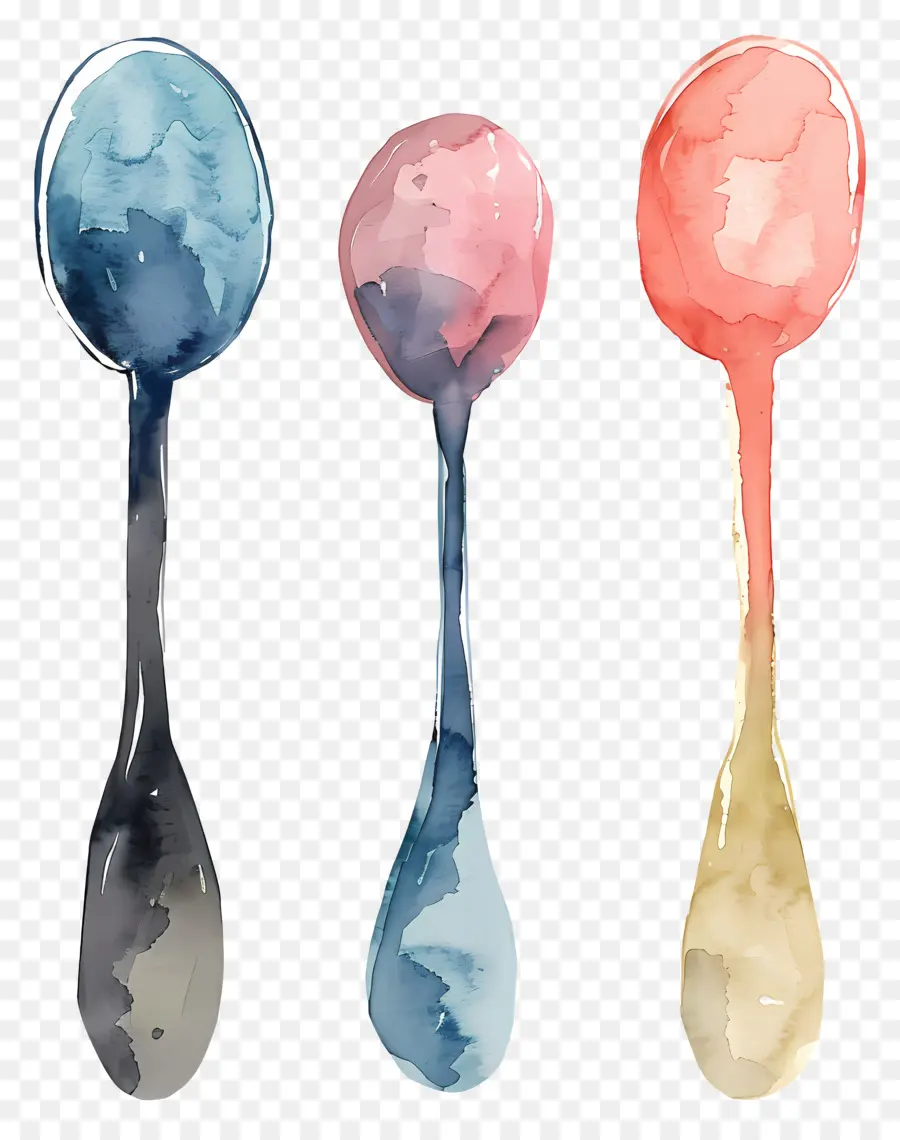 Cuchara，Cucharas Coloridas PNG