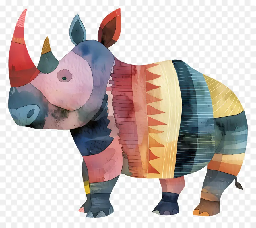 Rhino，Pintura A La Acuarela PNG