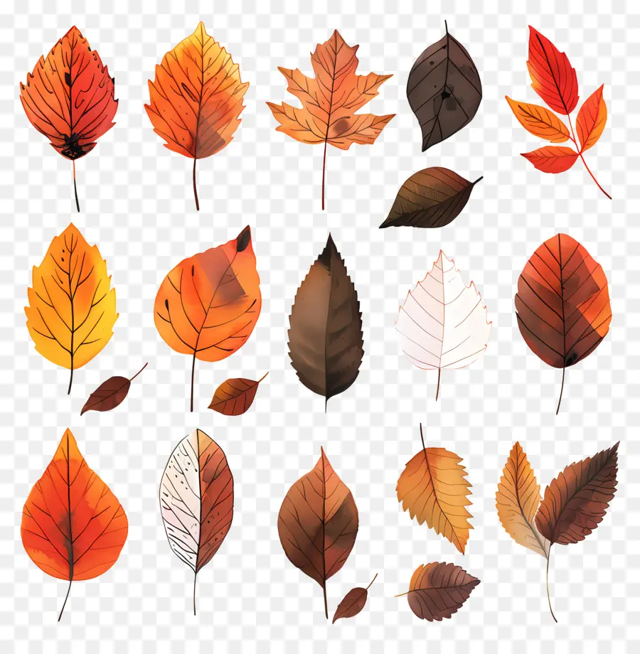 Autumn Leaves，Acuarela Hojas PNG