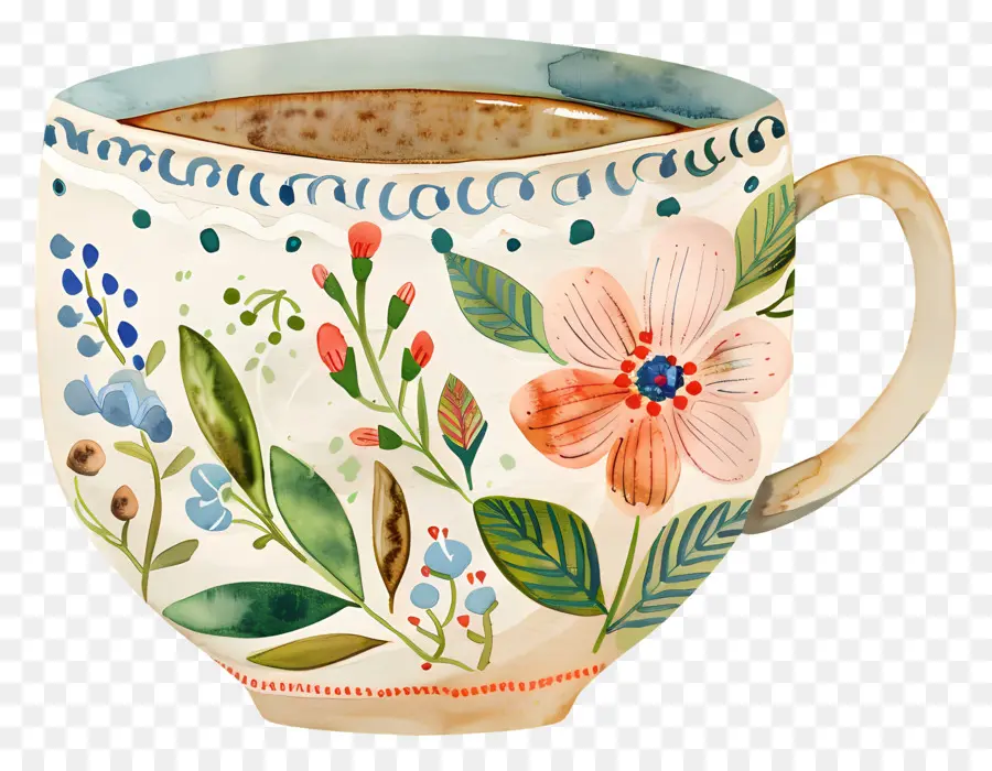 La Taza De Té，Pintura A La Acuarela PNG