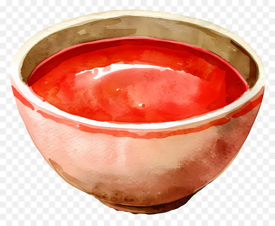 Tazón De Salsa De Tomate，Pintura Roja PNG