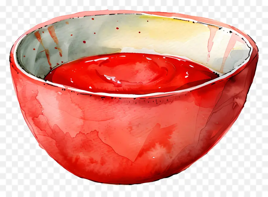 Tazón De Salsa De Tomate，Líquido Rojo PNG